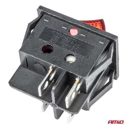 INTERRUPTEUR RECTANGULAIRE 12V/230V (AVEC LUMIERE ROUGE) BU02 AMIO VRAC