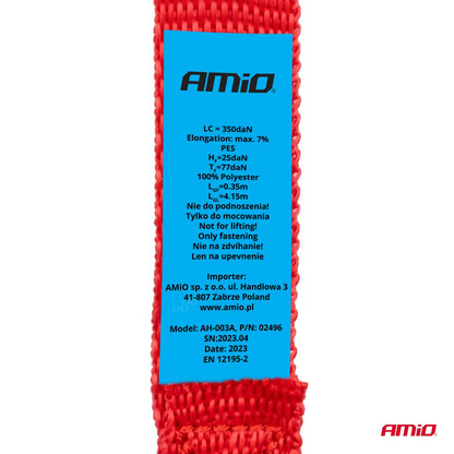 AMiO Lot de 4 sangles à cliquet 700 kg, 25 mm × 4,5 m | 02496