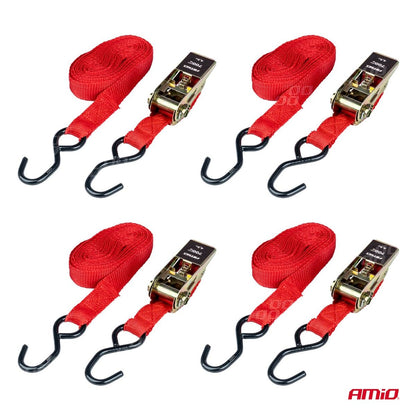 AMiO Lot de 4 sangles à cliquet 700 kg, 25 mm × 4,5 m | 02496