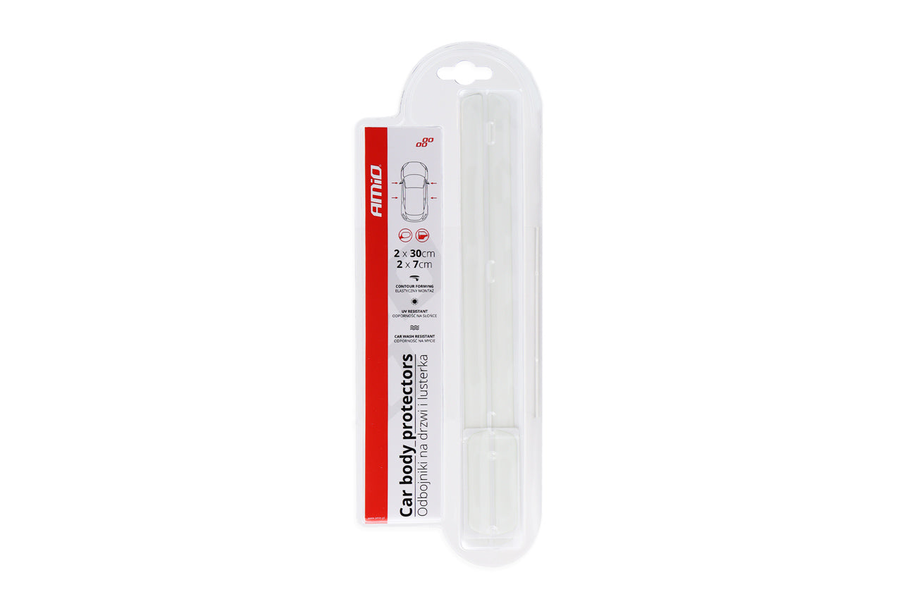 BANDES PROTEGE CARROSSERIE TRANSPARENTES 2x30CM + 2X7CM AMIO