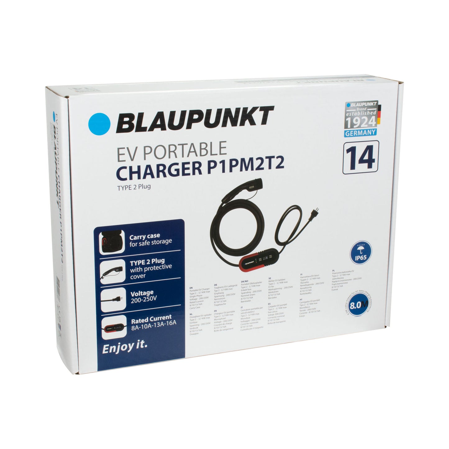 CHARGEUR PORTABLE VEHICULE ELECTRIQUE MONOPHASE P1PM2T2 TYPE 2 BLAUPUNKT