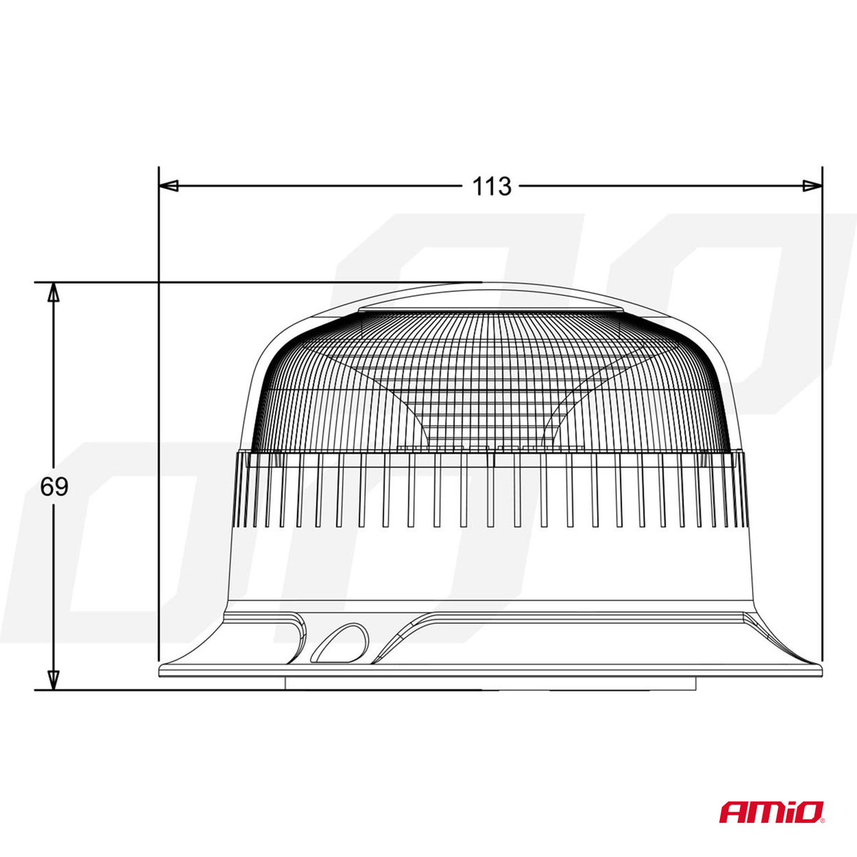 Gyrophare LED orange AMIO W21ML 12/24V 18 LED R65 R10 IP56