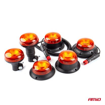 Gyrophare LED orange AMIO W21ML 12/24V 18 LED R65 R10 IP56