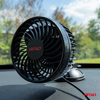 Ventilateur de voiture AMIO 6 pouces 12V à ventouse, 2 vitesses, orientable