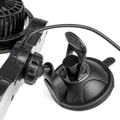 DOUBLE VENTILATEUR 12V DIAMETRE 10CM CHACUN ORIENTABLE SUR VENTOUSE AMIO