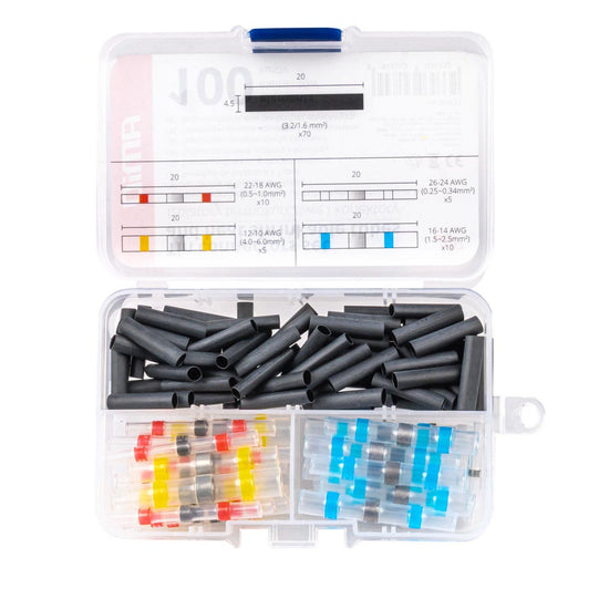 COFFRET DE MANCHONS THERMORÉTRACTABLES AVEC GAINES 100 PIÈCES AMIO