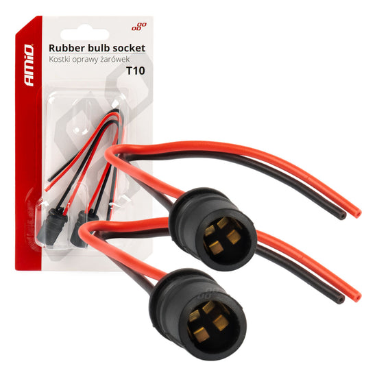 LOT DE 2 DOUILLES D'AMPOULES T10 AVEC 2 FILS NUS AMIO