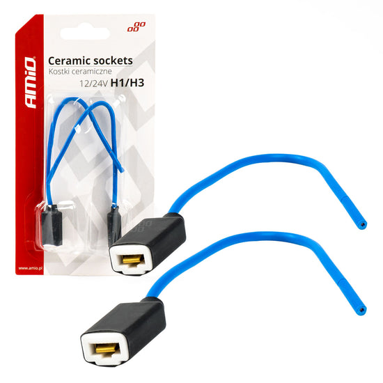 LOT DE 2 DOUILLES D'AMPOULES H1/H3 CÉRAMIQUES DROITES AMIO