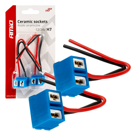 LOT DE 2 DOUILLES D'AMPOULES H7 CÉRAMIQUES COUDÉES AMIO