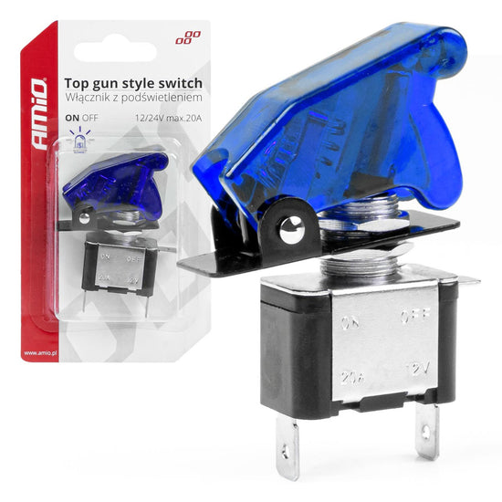 INTERRUPTEUR BASCULANT TOP GUN LED BLEU 12/24V 20 AMP AMIO