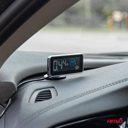 RADAR DE RECUL 4 CAPTEURS NOIRS 18MM + ECRAN LED 3D PREMIUM AMIO