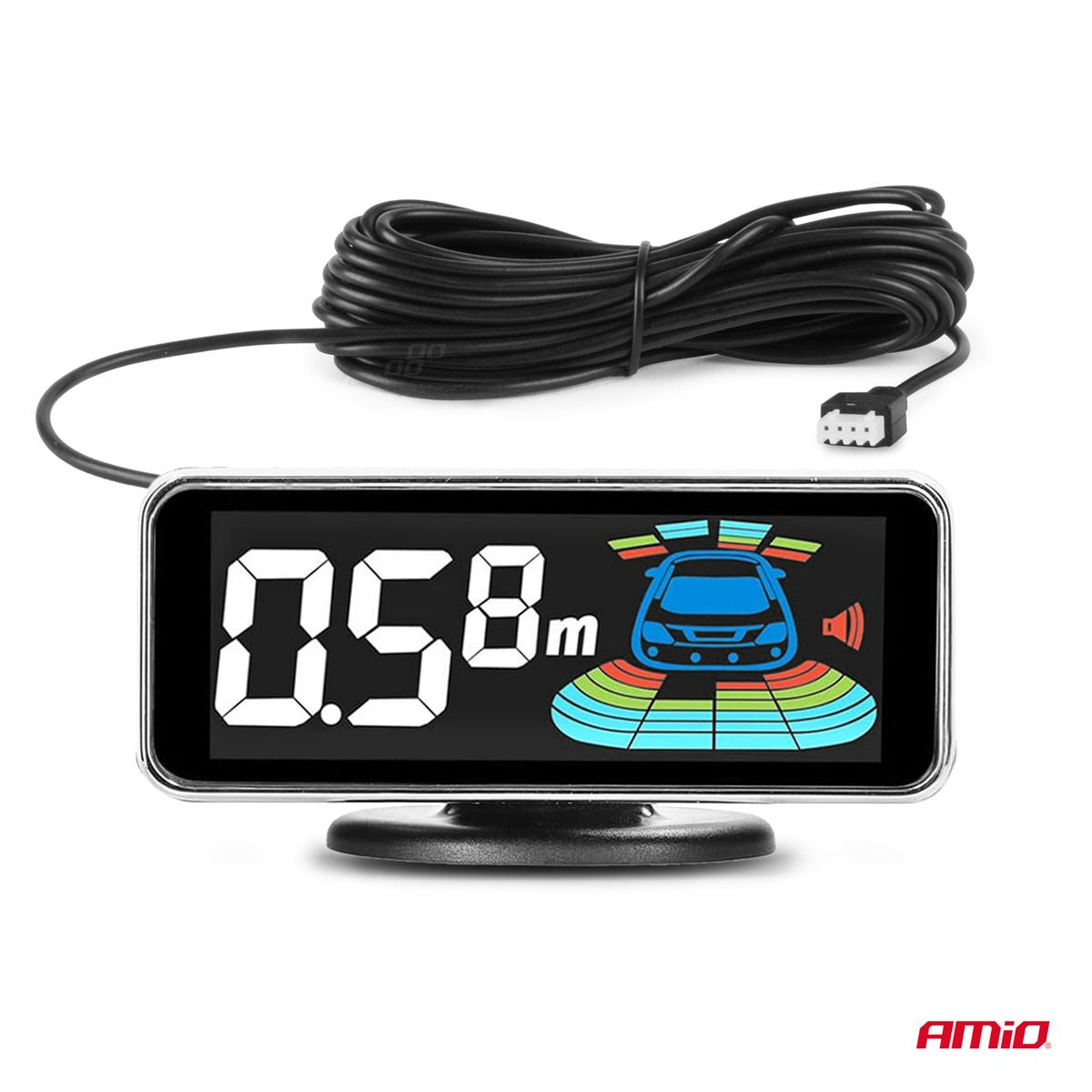 RADAR DE RECUL 8 CAPTEURS NOIRS 18MM + ECRAN LED 3D PREMIUM AMIO