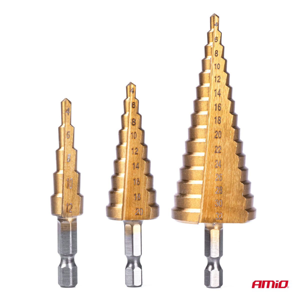 LOT 3 FORETS CONIQUES ACIER 4-32MM AMIO