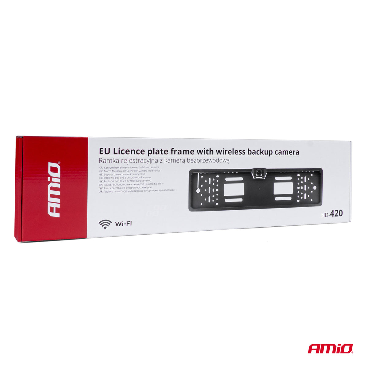 Support de plaque avec caméra de recul Wi-Fi HD 720p 12V AMIO