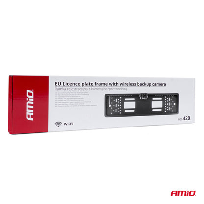 Support de plaque avec caméra de recul Wi-Fi HD 720p 12V AMIO