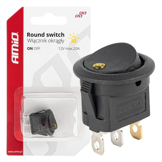 INTERRUPTEUR 12V ROND LED JAUNE AMIO