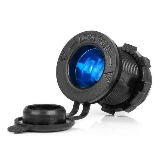 PRISE ALLUME-CIGARE ÉTANCHE AVEC RÉTROÉCLAIRAGE LED BLEU 12/24 V AMIO