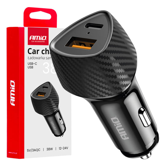 CHARGEUR ALLUME-CIGARE RAPIDE 38W + USB ET USB-C AMIO
