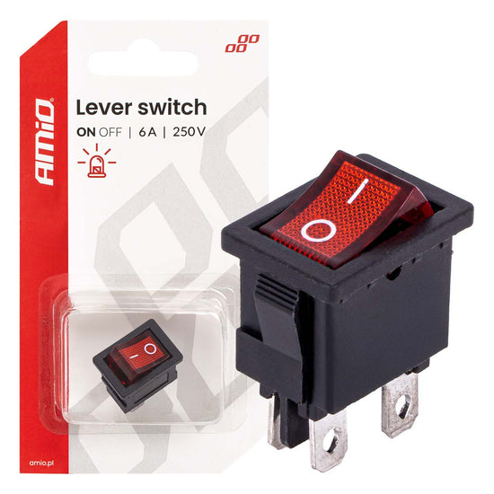 INTERRUPTEUR BASCULANT LED ROUGE 6AMP 250V AMIO