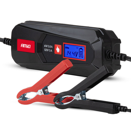 CHARGEUR DE BATTERIE NUMÉRIQUE 6V / 12V 5 AMP POUR BATTERIES PLOMB ET LITHIUM AMIO z
