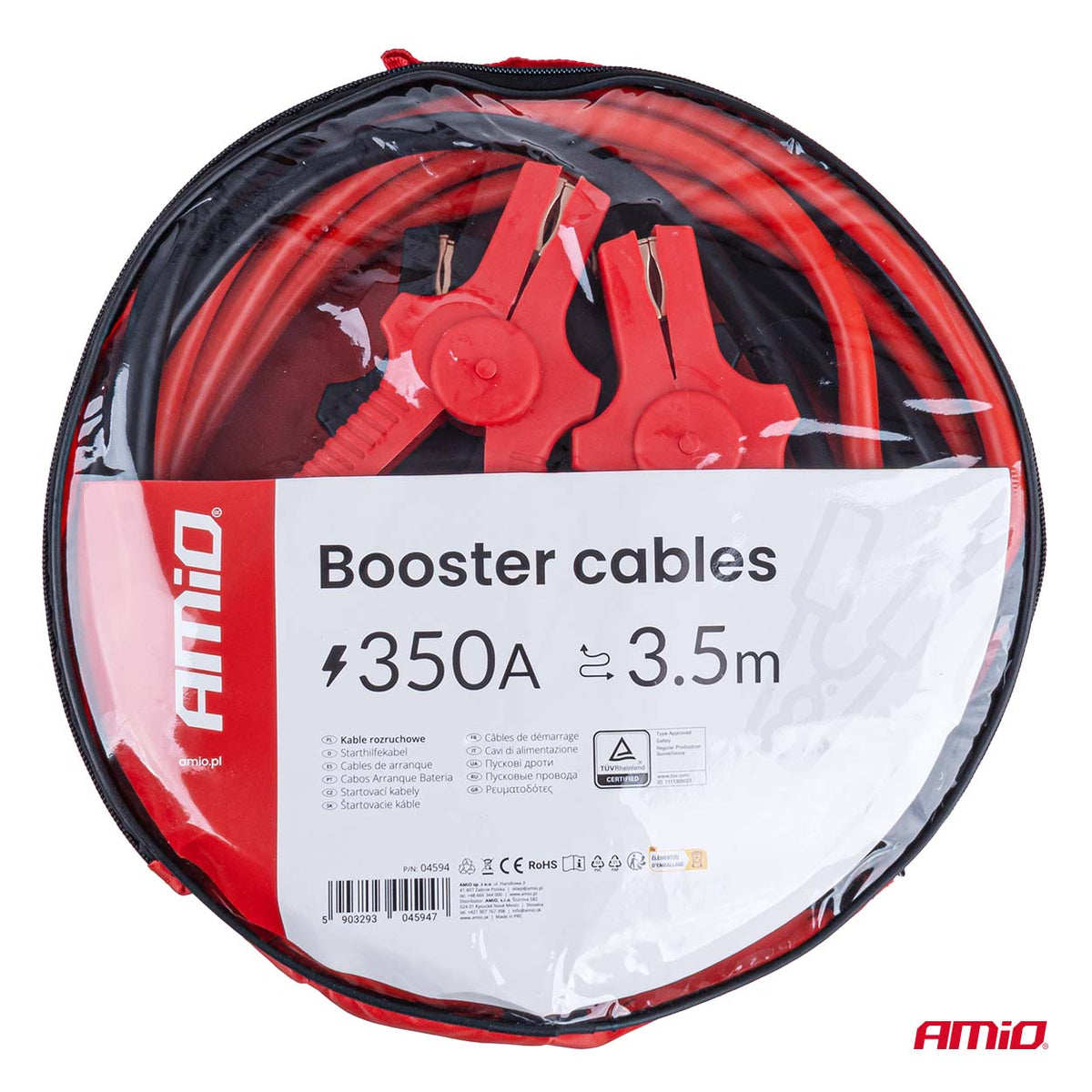 Câbles de démarrage AMIO 350 A 3,5 m 12/24 V avec sac