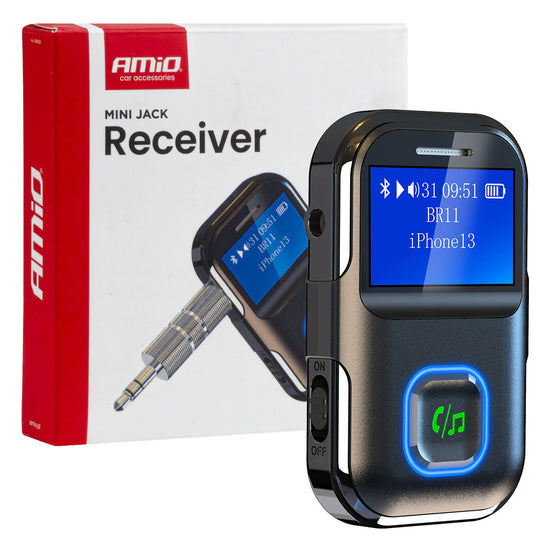 RÉCEPTEUR BLUETOOTH RECHARGEABLE SUR MINI-JACK AVEC ÉCRAN LCD AMIO