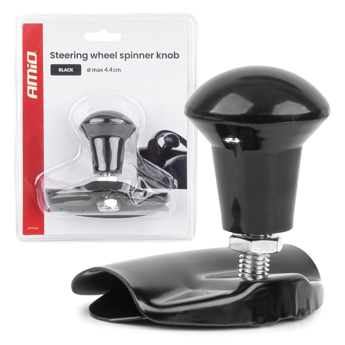 Boule de volant pivotante noire AMIO 04974 à fixation par bride