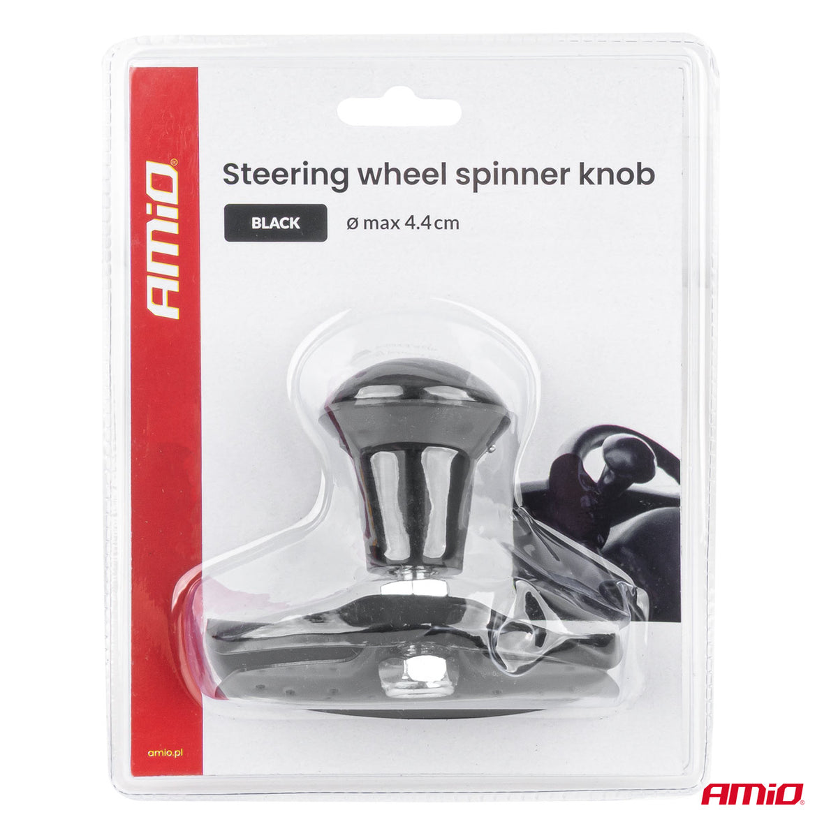 Boule de volant pivotante noire AMIO 04974 à fixation par bride