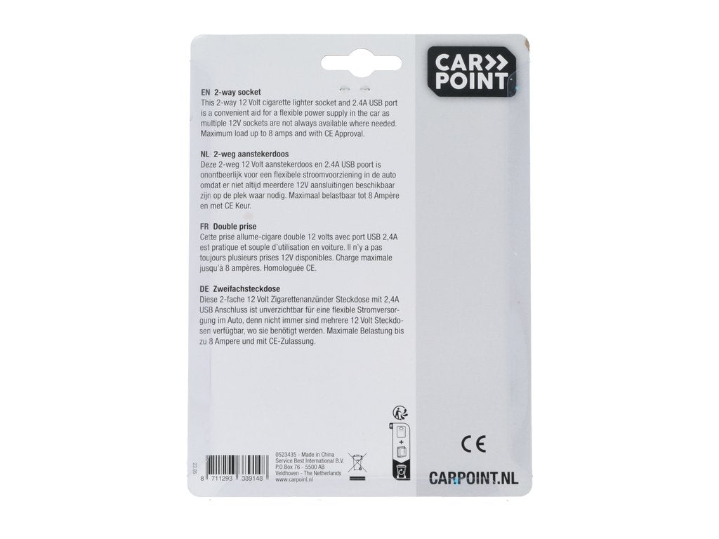 MULTIPRISE ALLUME-CIGARE 2X12V ET 1XUSB 2.4A