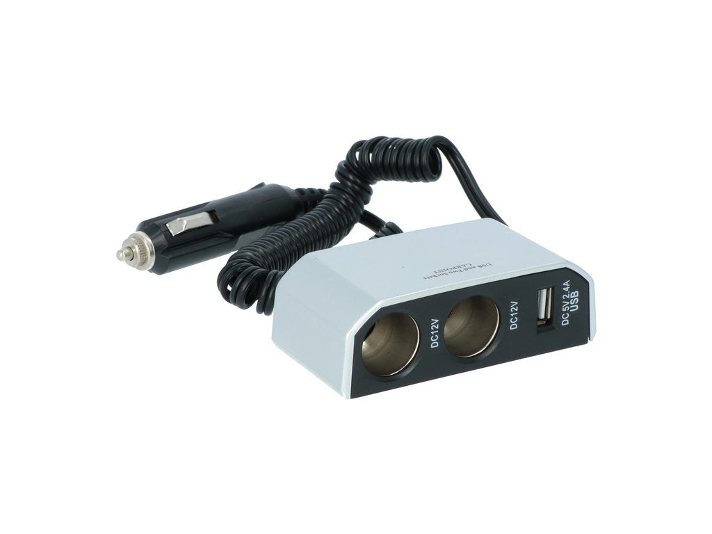 MULTIPRISE ALLUME-CIGARE 2X12V ET 1XUSB 2.4A