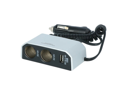 MULTIPRISE ALLUME-CIGARE 2X12V ET 1XUSB 2.4A