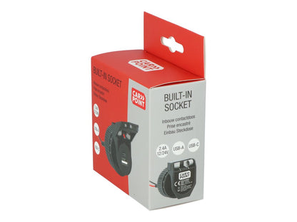 PRISE ENCASTRABLE USB-A + USB-C 12/24V