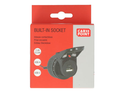 PRISE ENCASTRABLE USB-A + USB-C 12/24V