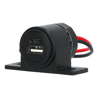 PRISE POUR MONTAGE EN SAILLIE USB-A + USB-C 12/24V