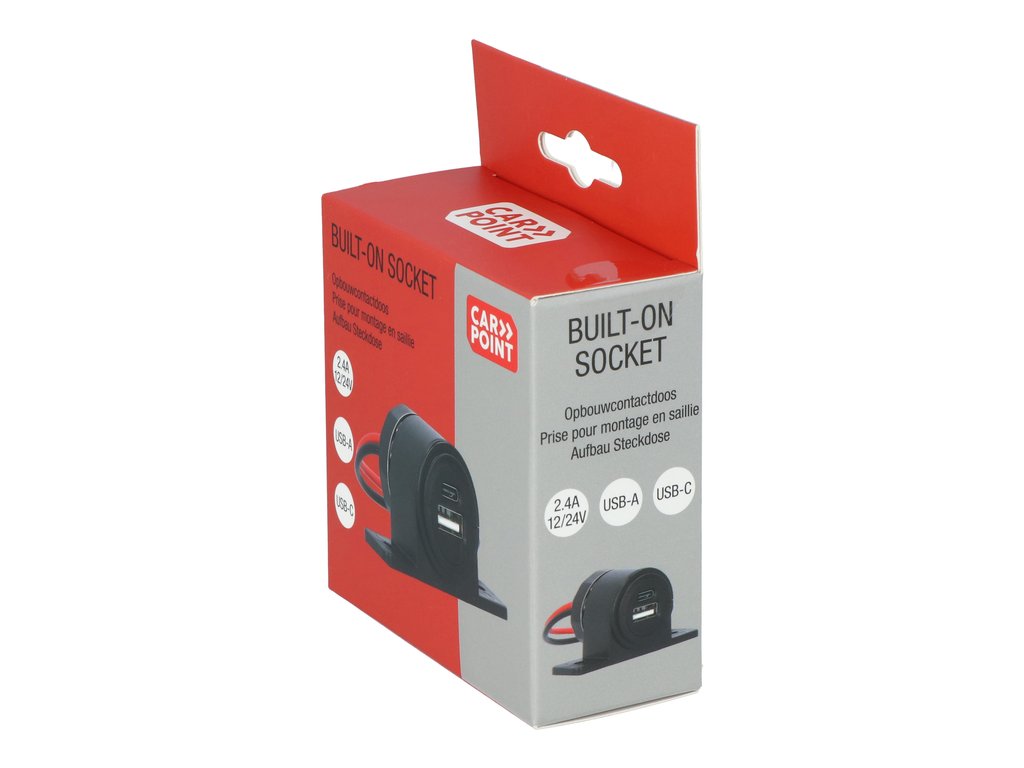 PRISE POUR MONTAGE EN SAILLIE USB-A + USB-C 12/24V