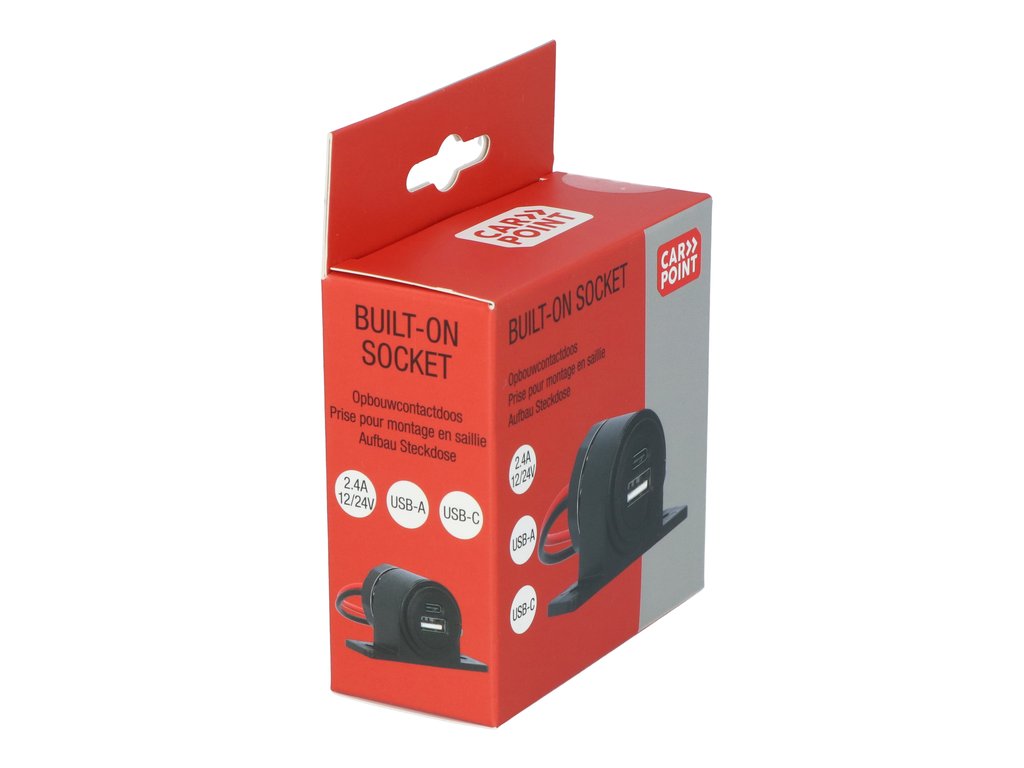 PRISE POUR MONTAGE EN SAILLIE USB-A + USB-C 12/24V