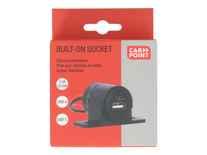 PRISE POUR MONTAGE EN SAILLIE USB-A + USB-C 12/24V