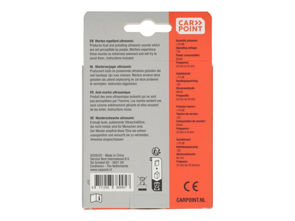 ANTI-MARTRE ULTRASONS 1A 12V >70DB CARPOINT