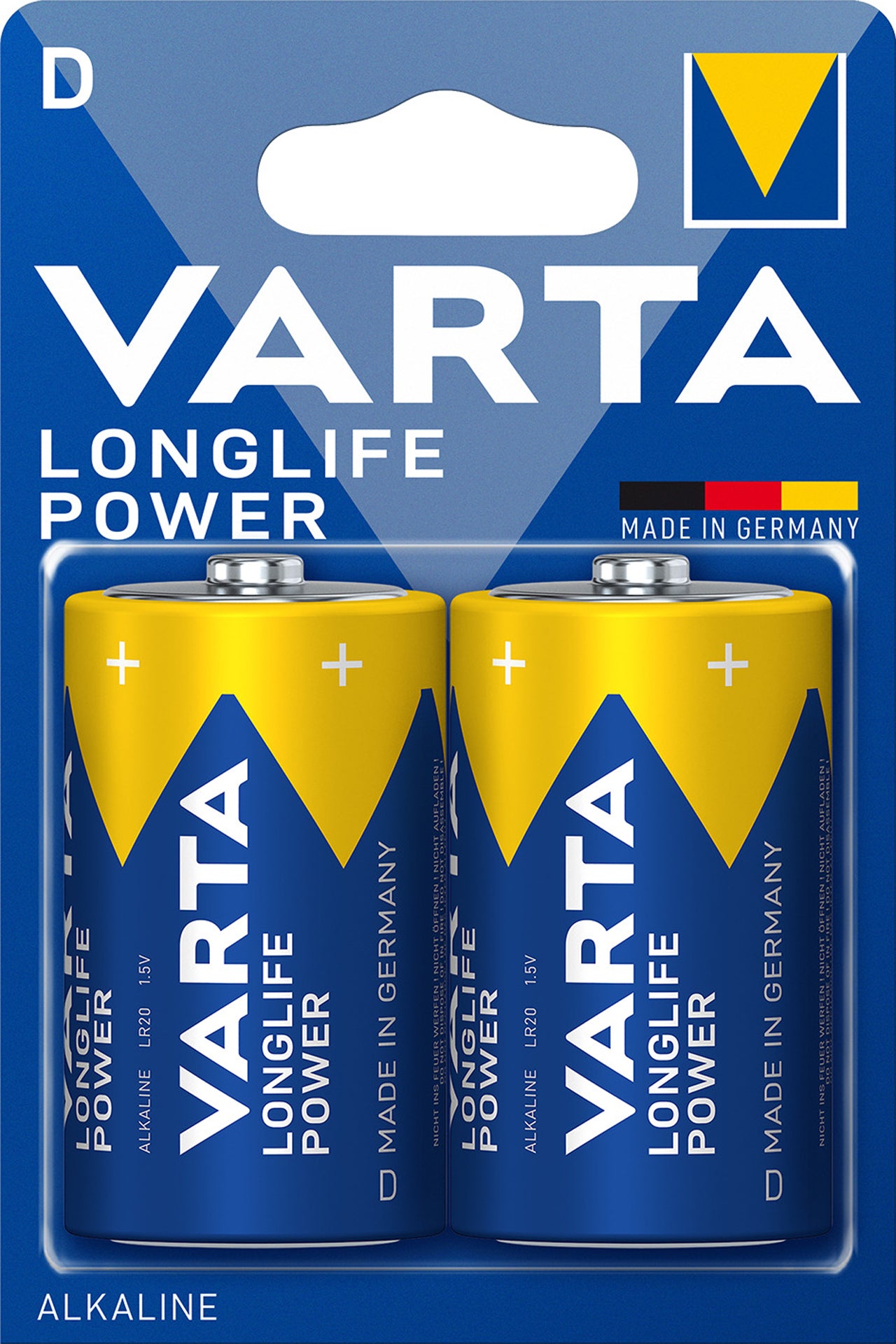 PILES VARTA ALCALINE POWER LR20 (D). 2 PIECES PAR BLISTER.