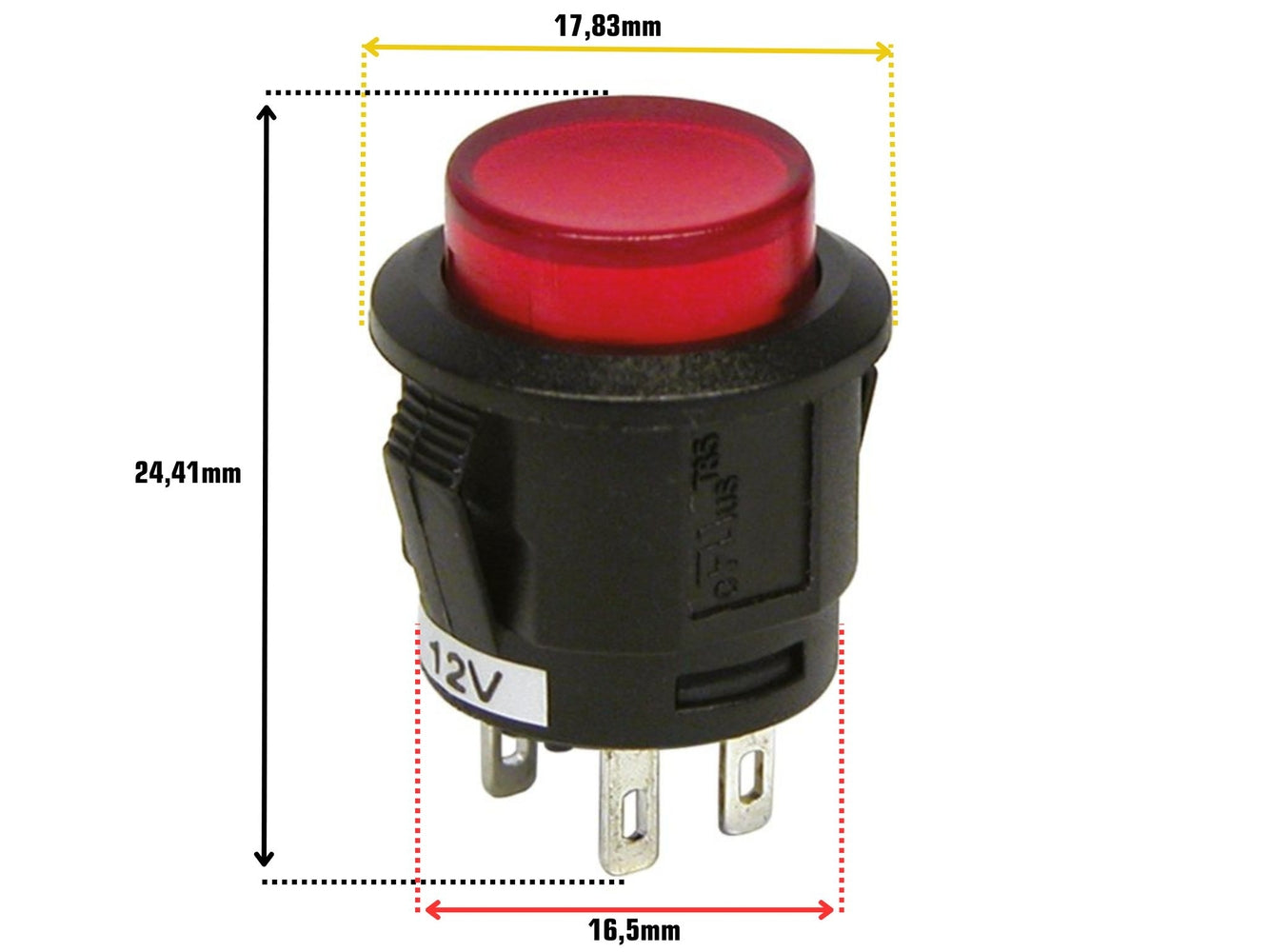 INTERRUPTEUR A PRESSION ROUGE 20A 12V