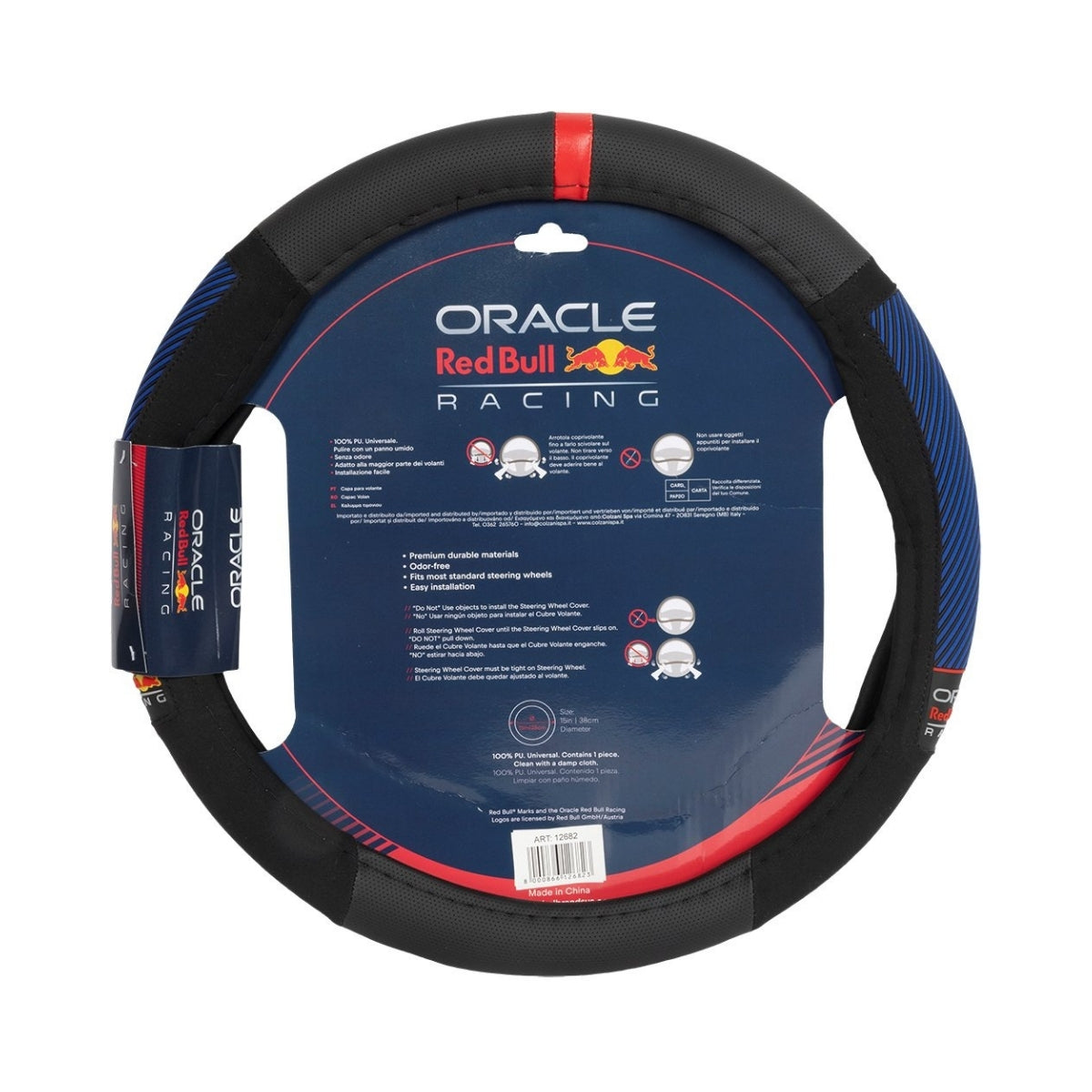 COUVRE VOLANT NOIR AVEC BANDES BLEUES ORACLE RED BULL RACING