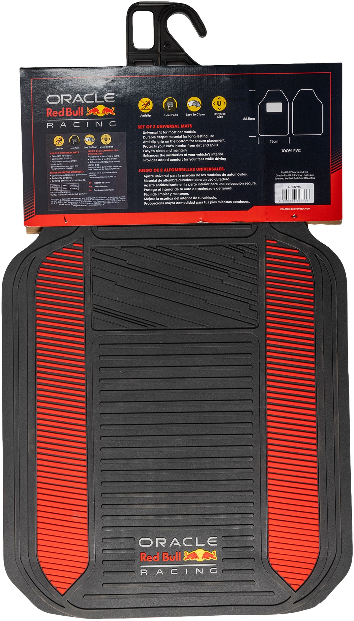 JEU DE 2 TAPIS PVC NOIR/ROUGE ORACLE RED BULL RACING