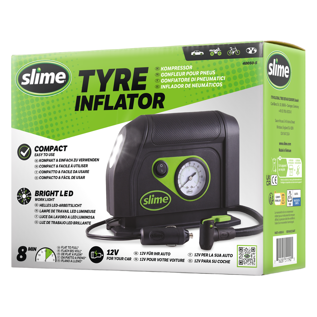 COMPRESSEUR GONFLEUR D'AIR 12V SLIME