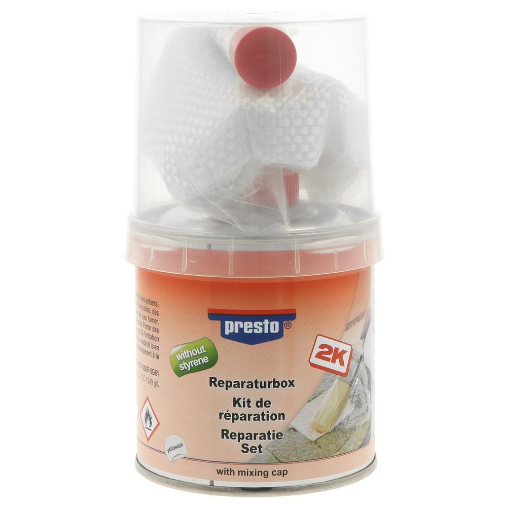 KIT MASTIC DE R PARATION RESINE POLYESTER 2K SANS STYRENE 250G PRESTO kit-mastic-de-r-paration-resine-polyester-2k-sans-styrene-250g-presto