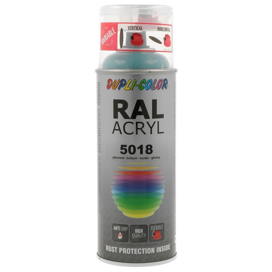 PEINTURE ACRYLIQUE RAL 5018 TURQUOISE BLUE BRILLANT 400 ML DUPLI COLOR