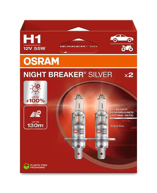 2 AMPOULES NIGHT BREAKER SILVER H1 12V ECO PACKAGING