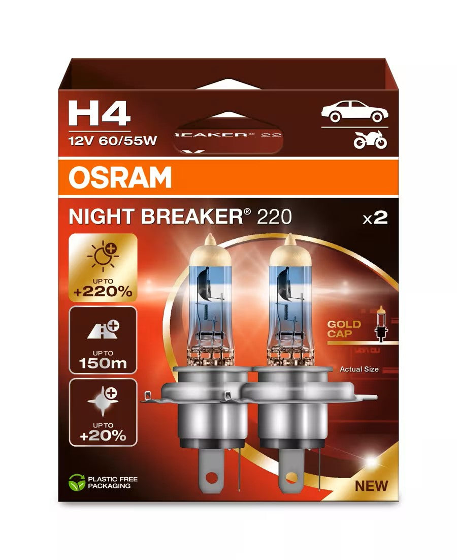 AMPOULES OSRAM NIGHT BREAKER 220 H4 X2 DUOBOX ECO PACKAGING