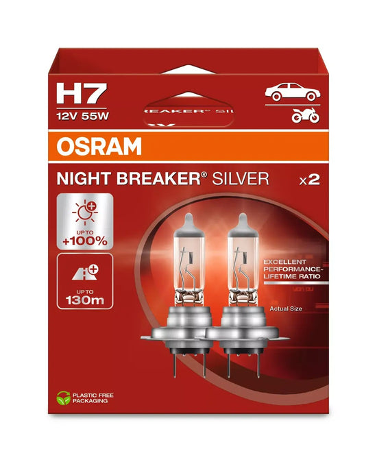 2 AMPOULES NIGHT BREAKER SILVER H7 12V ECO PACKAGING