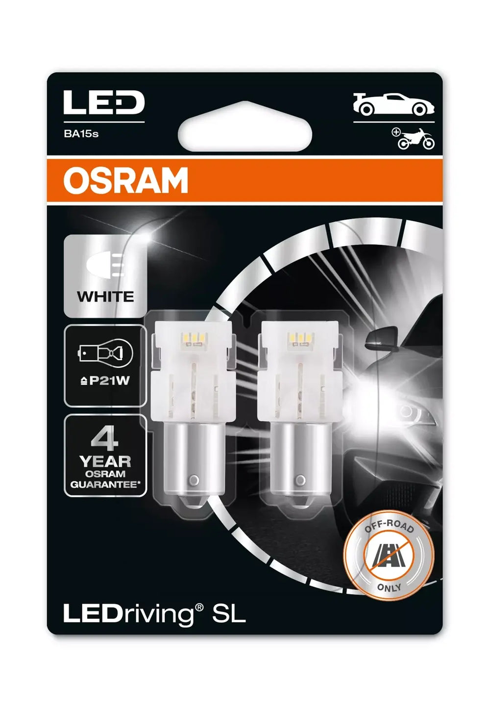 AMPOULES LED LEDRIVING 12V - P21W - BA15S X2 ECLAIRAGE BLANC OSRAM