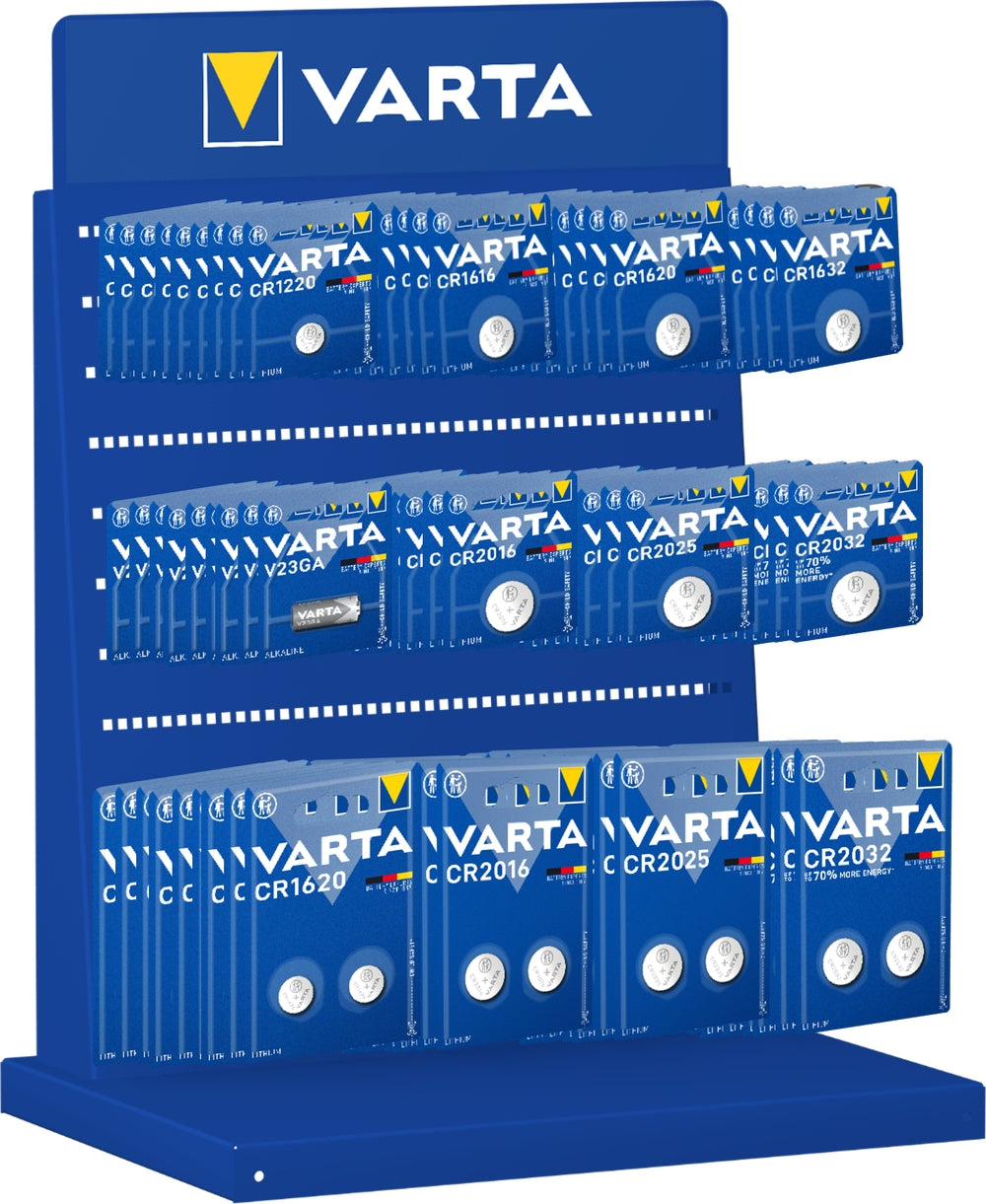 PRESENTOIR 12 BROCHES AVEC 280 BLISTERS PILES VARTA